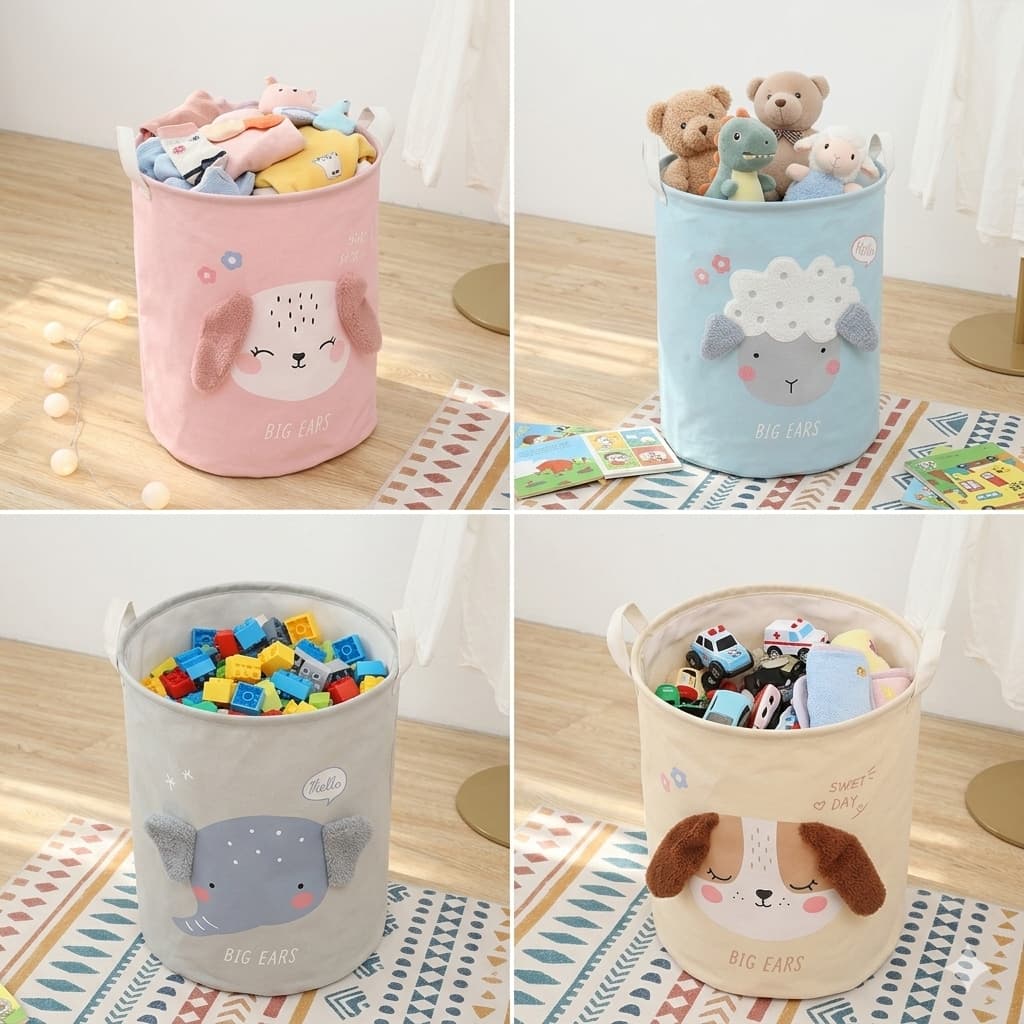Cesto Organizador Infantil Multiuso Brinquedo Roupa Quarto Banheiro Lavanderia Bichinhos Fofo