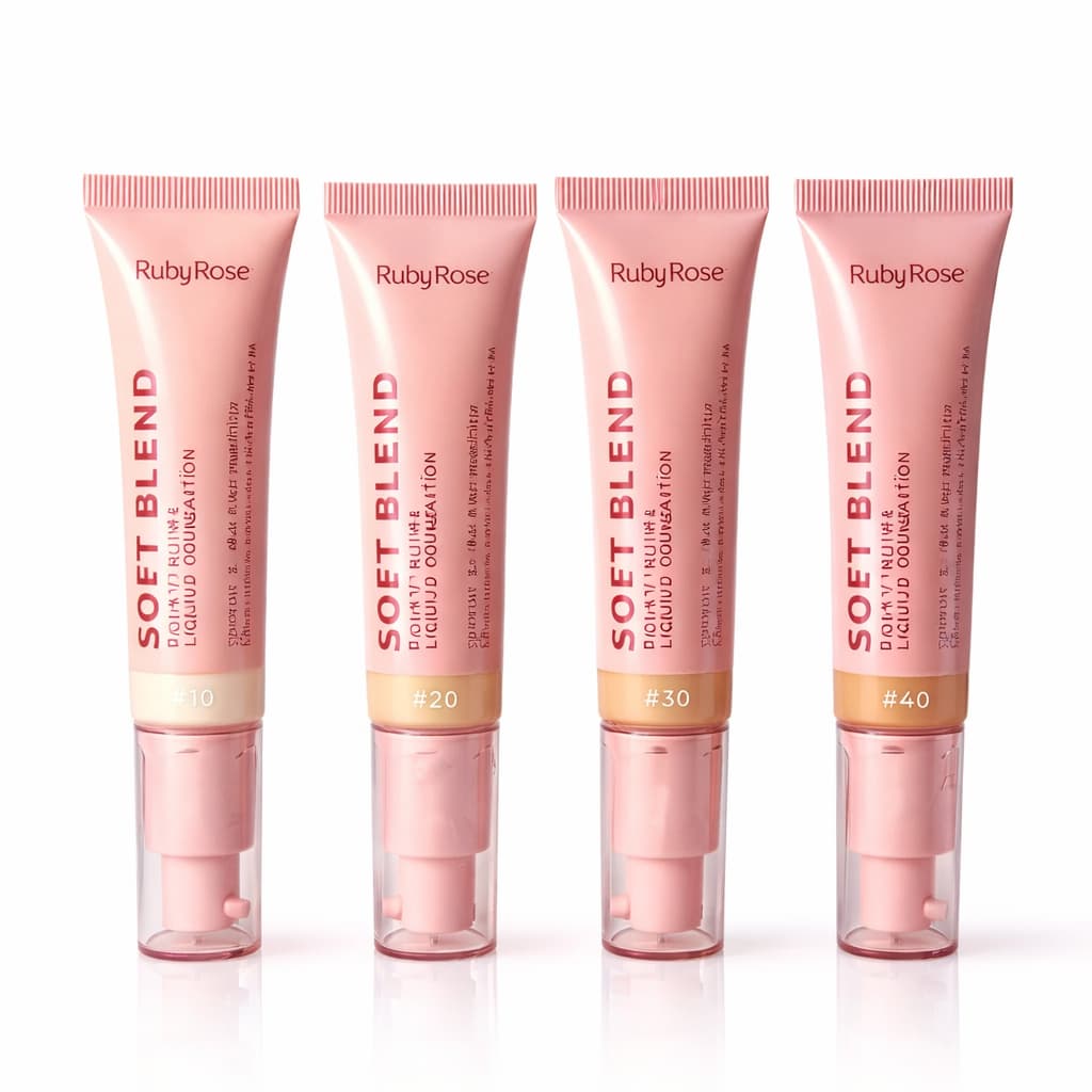BASE LÍQUIDA RUBY ROSE SOFT BLEND Matte Hidratante Alta Cobertura