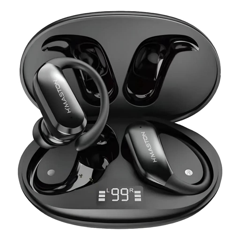 Fone Bluetooth H’maston RS77 TWS Sem Fio com Display LED, Bluetooth 5.4 e Gancho Esportivo