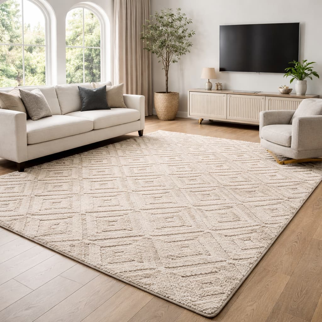 Tapete 2,00x1,40 Sala Pelo Baixo com Relevo Moderno Antiderrapante Premium