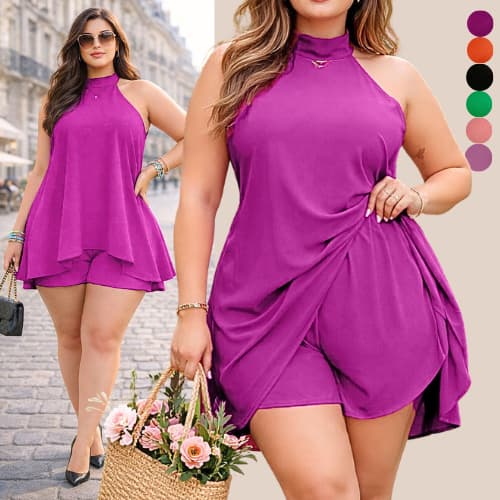 CONJUNTO FEMININO PLUS SIZE VESTIDO SHORT FEMININA MACAQUINHO FEMININOS VERÃO MODA SOCIAL BLUSA REGATA FEMININAS BASICO