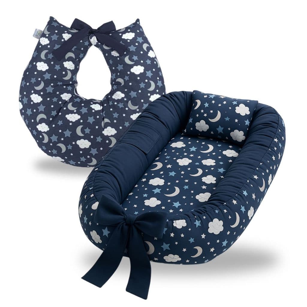 Ninho Redutor de Berço Para Bebe Almofada Amamentação Kit 2 Peças Enxoval Menina Menino Rosa Azul