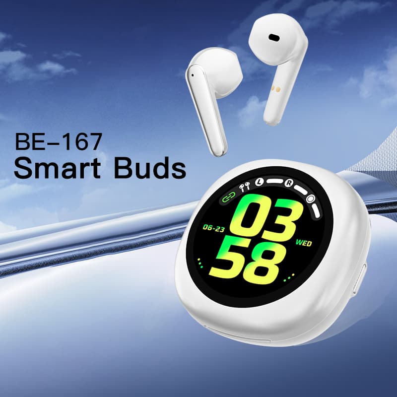 Fone De Ouvido Aplicativo BE-167 Microfones E Bluetooth 5.4 Com Tela Recebe Mensagem  Musica