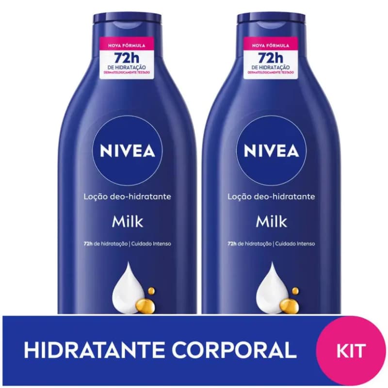 Kit Loção Hidratante Nivea Body Milk com 2 Unidades-400 mL Cada