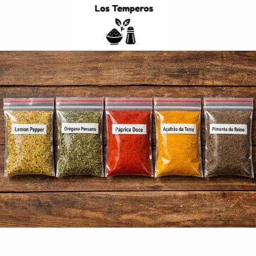 Kit 5 Temperos Orégano + Páprica Doce + Açafrão + Lemon Pepper + Pimenta do Reino” 50g Cada Para Carnes e Cozinha