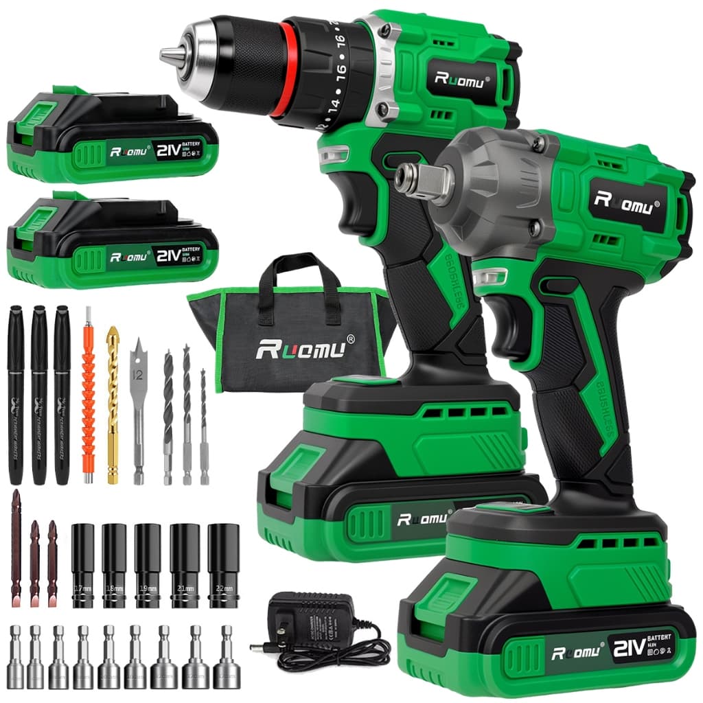 Furadeira parafusadeira+chave de impacto Kit 2 Brushless portátil​ furadeira parafusadeira 21V
