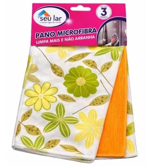 Kit 3 Panos de Limpeza Microfibra Super Absorvente Multiuso Não Solta Fiapo, Limpeza Doméstica e Automotiva 30cm