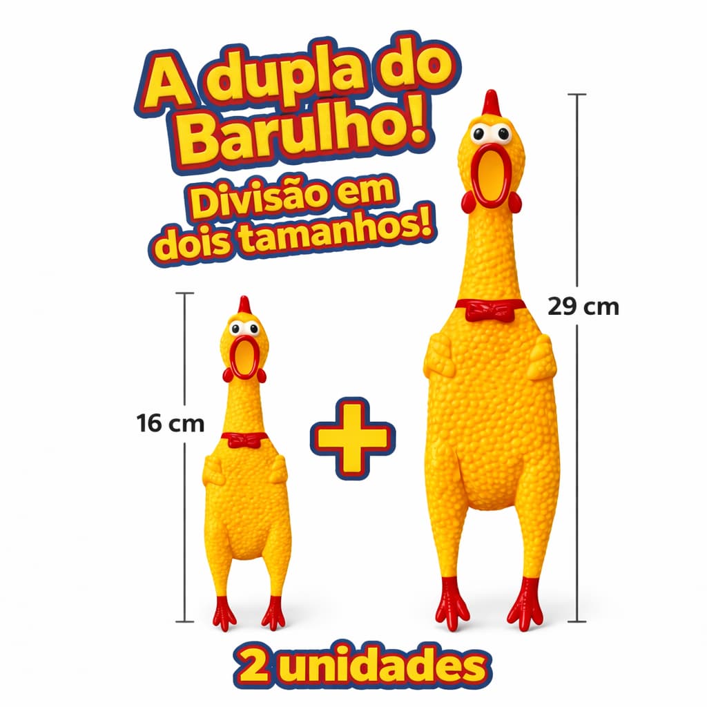 Kit 2 Brinquedos Mordedor Pet Frango Galinha Interativo Anti Estresse para Cachorros