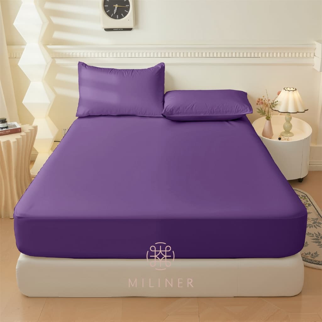 Jogo de lençol cor sólida roxo 03 peças cama de casal solteiro grande