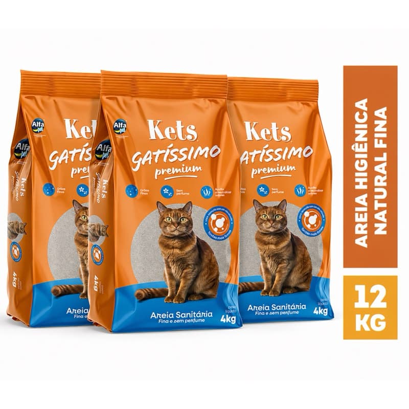 Kit Areia Biodegradável Sanitária para Gatos Antiodor Kets Gatíssimo