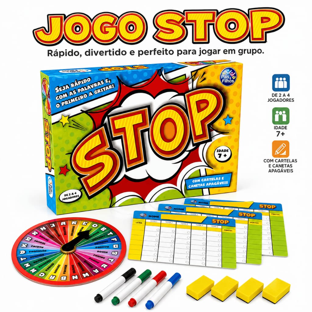 Jogo De Mesa Stop Roleta Original Educativo Vocabulário Família Raciocínio