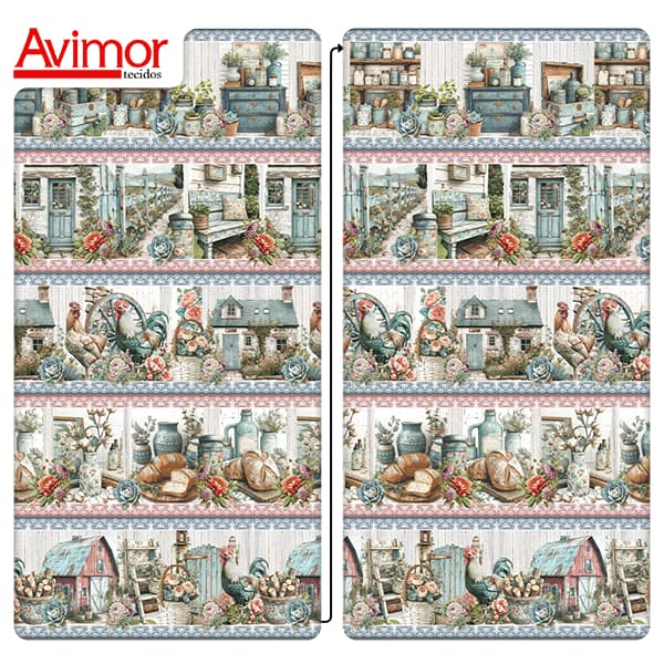 Tecido Tricoline Digital Barrado Floral Personalizado 100% Algodão Mesa Posta Patchwork Cozinha Pano