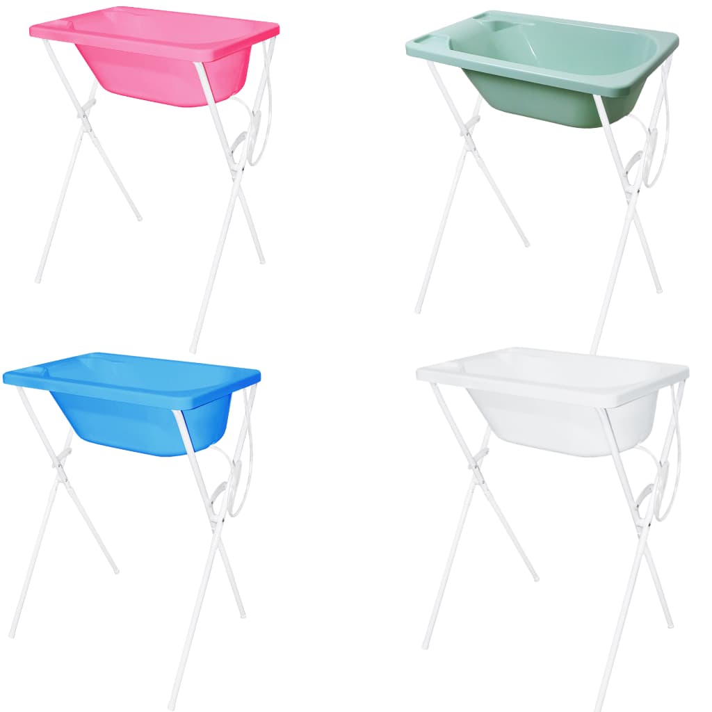 Banheira de Bebê com Suporte para Crianças Menino e Menina cores - Branca, Azul e Rosa