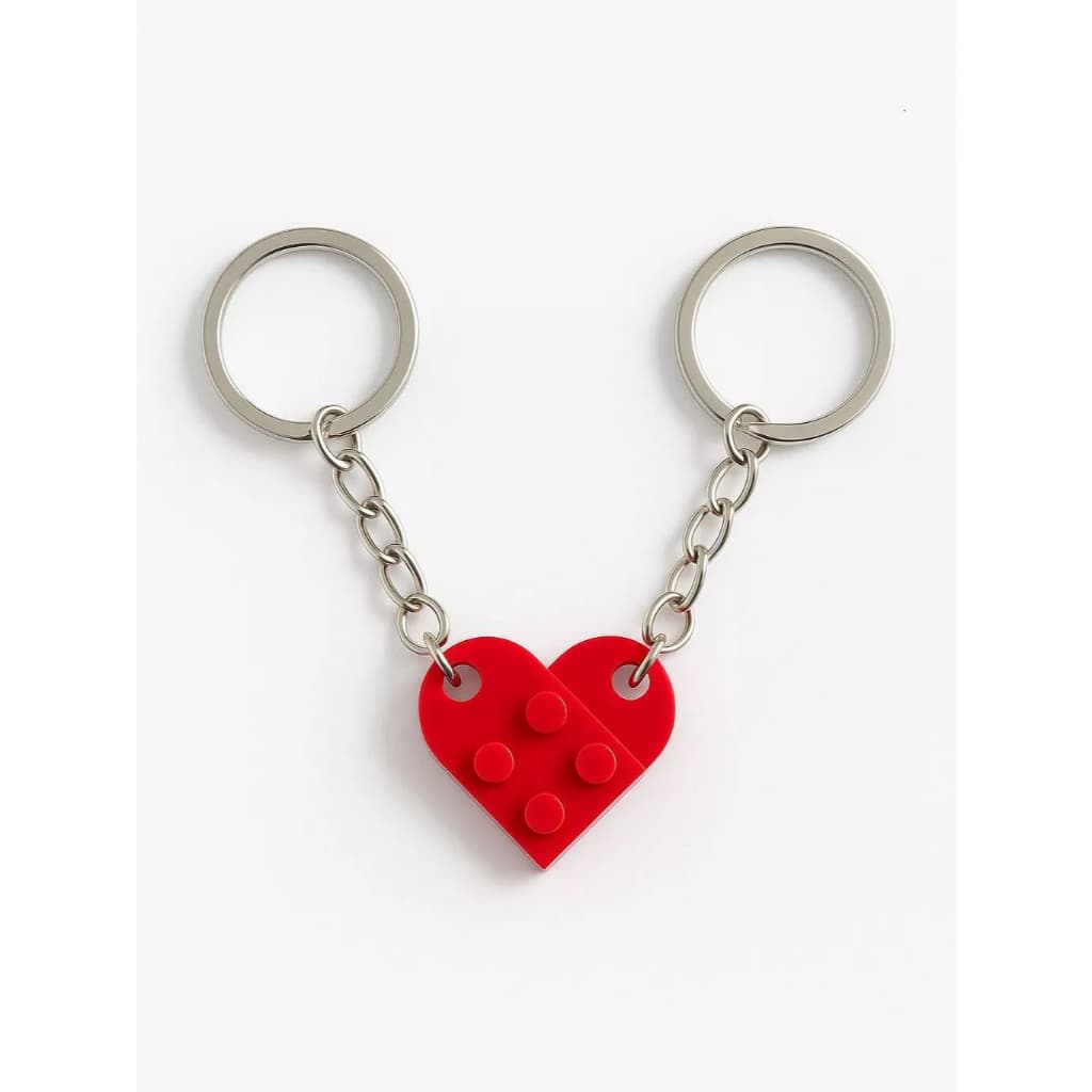 Par de Chaveiro Coração Amor bloco de montar (tipo Lego) Namorados / Amizade/ Casal / Relacionamento