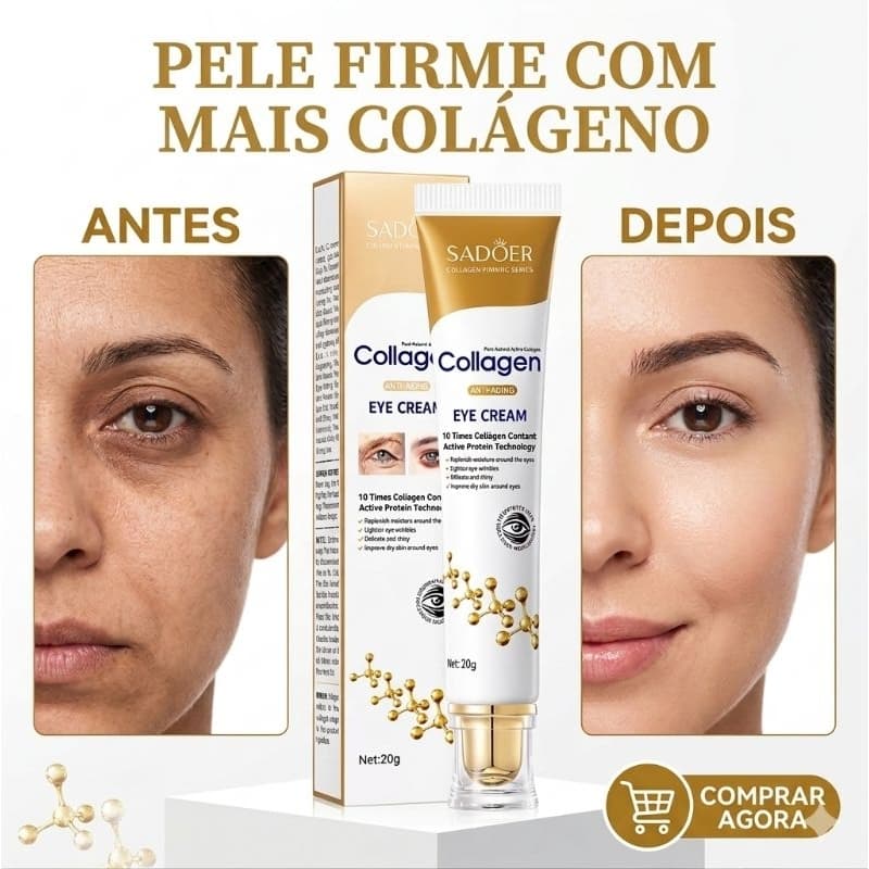 Creme Facial e Área dos Olhos com Colágeno Sadoer Anti-Idade Clareador Hidratante 20g