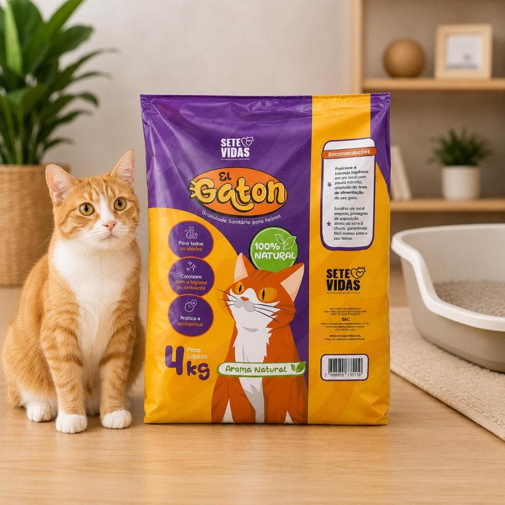 Areia Sanitária Higiênica Para Gatos Anti Odor El Gaton 08kg Total