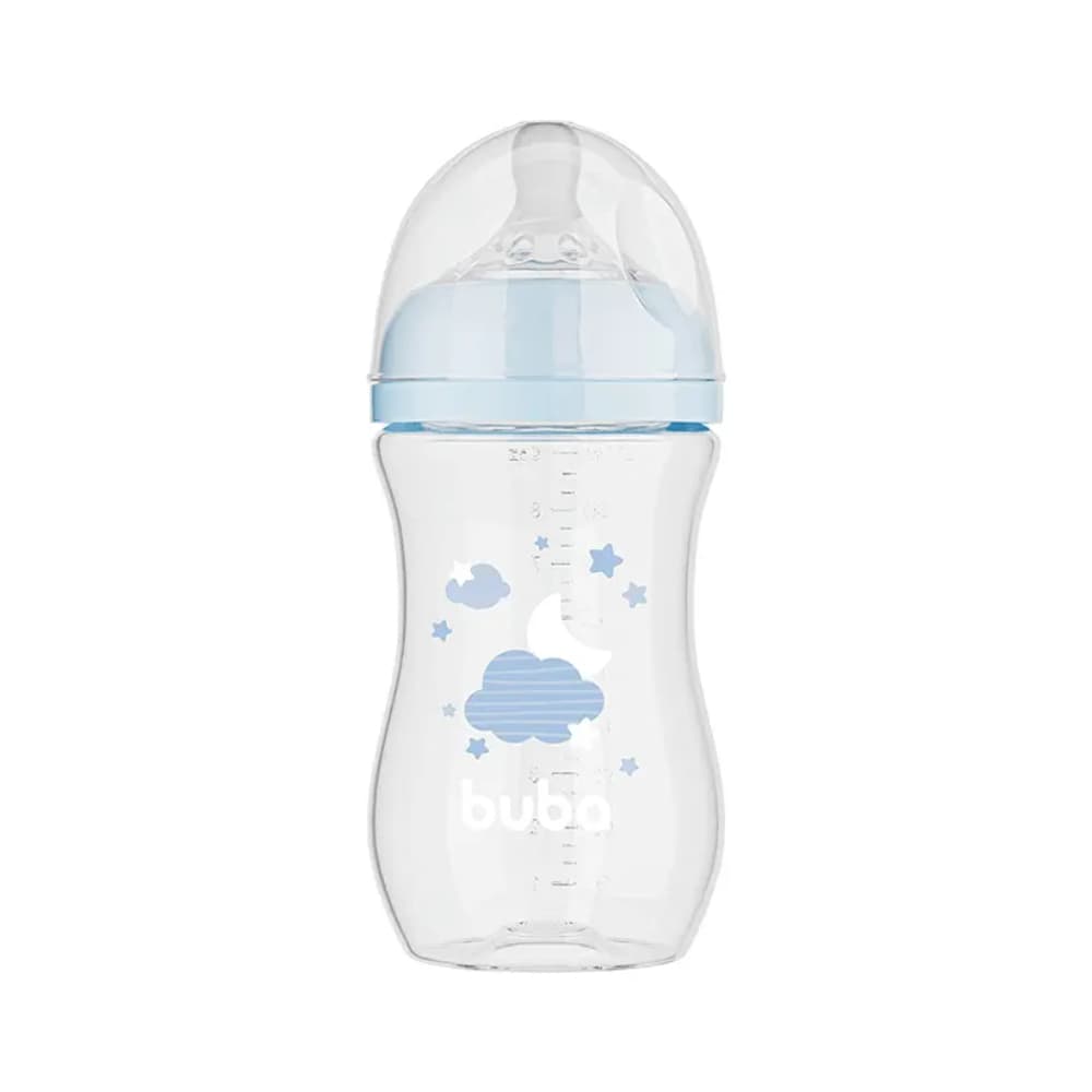 Mamadeira Easy Flow Nuvem Azul 270ml Buba Silicone Bebê