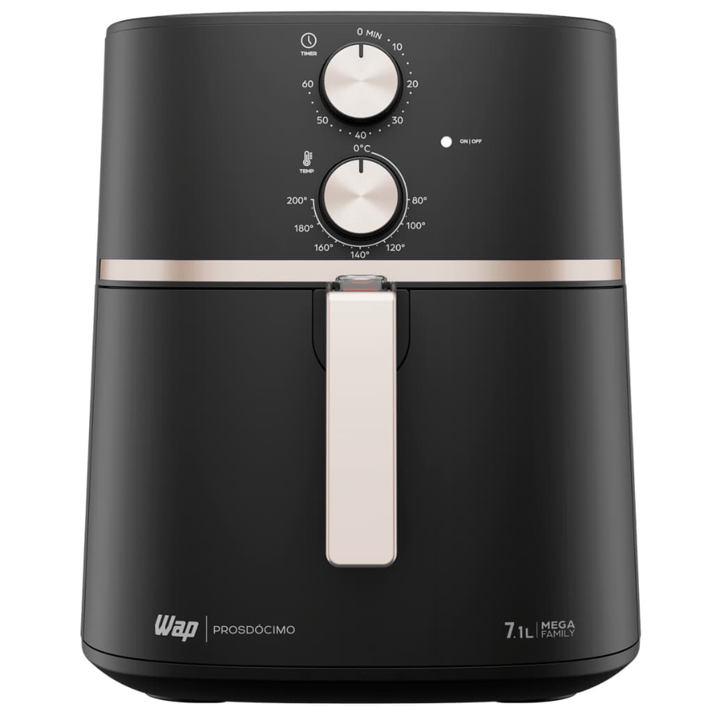 Fritadeira Elétrica Sem Óleo Airfryer Wap Mega Family 7,1 Litros 1700W Preta Antiaderente
