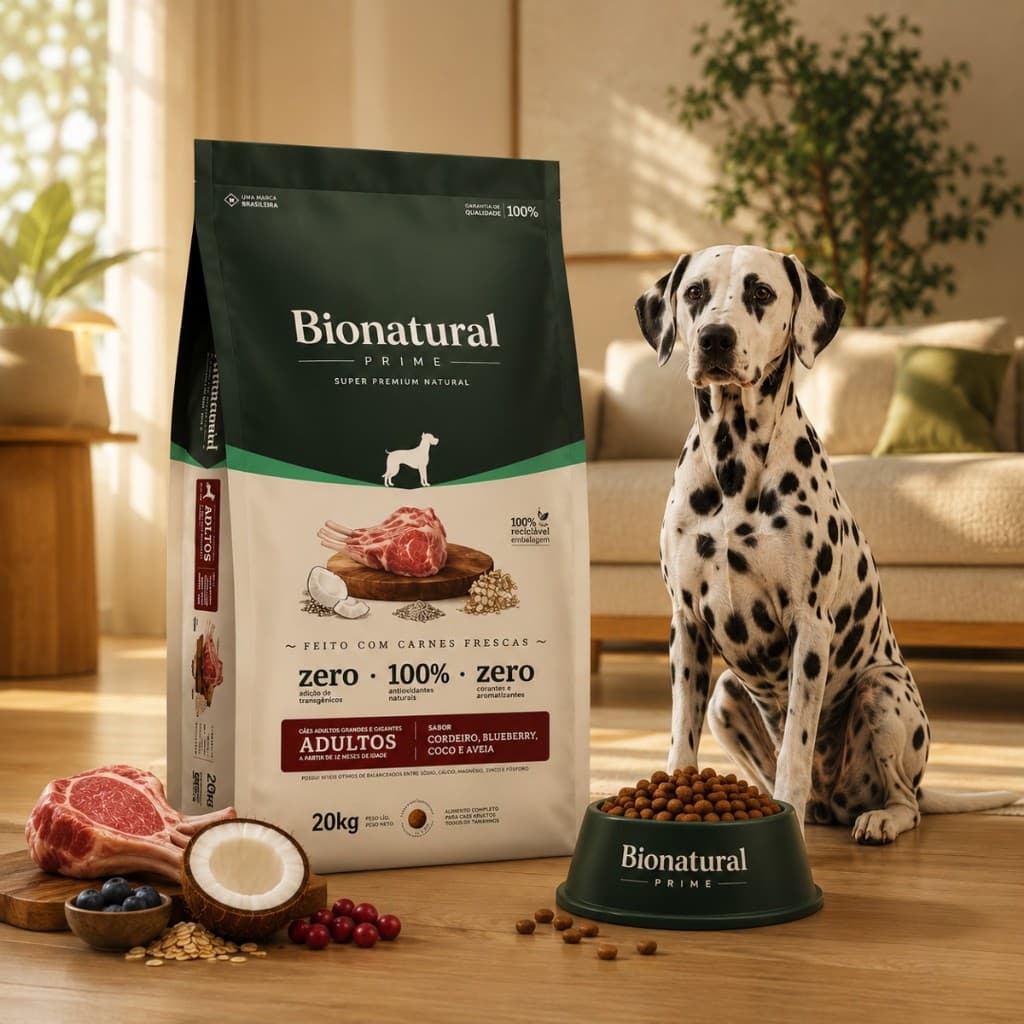 Ração Para Cachorro 20kg Bionatural Adulto Raças Grandes e Gigantes Cordeiro 26% Proteína