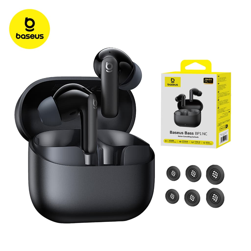 Fone De Ouvido Sem Fio Baseus BP1 NC ANC 41Horas de Música Bluetooth 6.0 Portátil IP55 Resistente Suor  e Poeira