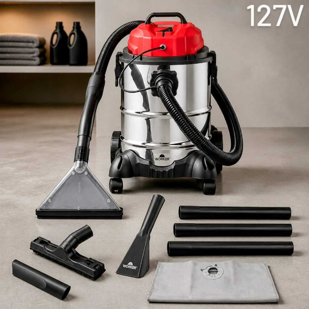 Extratora Para limpeza De Estofados, Carpetes, Sofás 1400w 25Litros 127V Elw Inox 25 Worker