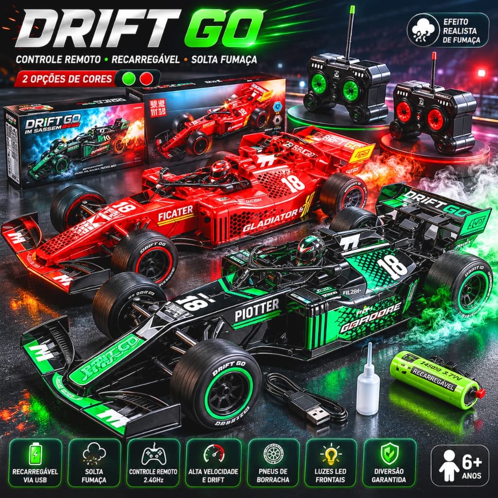 Brinquedo Carrinho Formula 1 Corrida Controle Remoto Recarregavel Solta Fumaça Drift