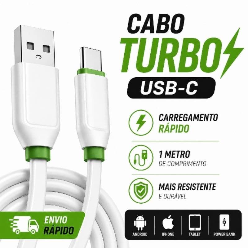 Cabo USB Tipo C 1m Reforçado ⚡ Carregamento Rápido Android Resistente