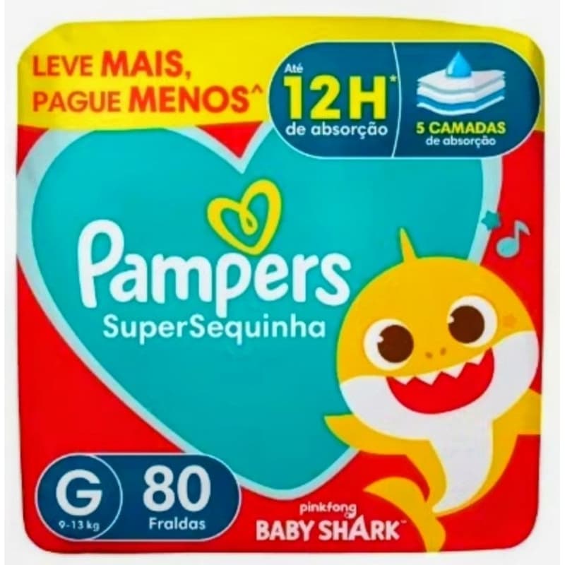 Fraldas Pampers Supersec G 80 Fraldas - Secagem Rápida e Ajuste Perfeito