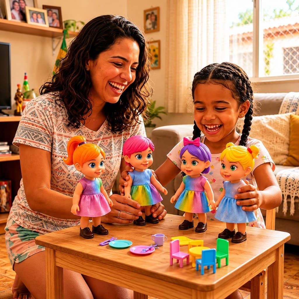 Boneca Mini Coleção Girl 4 Modelos Cabelo Colorido Brinquedo Infantil Presente Menina