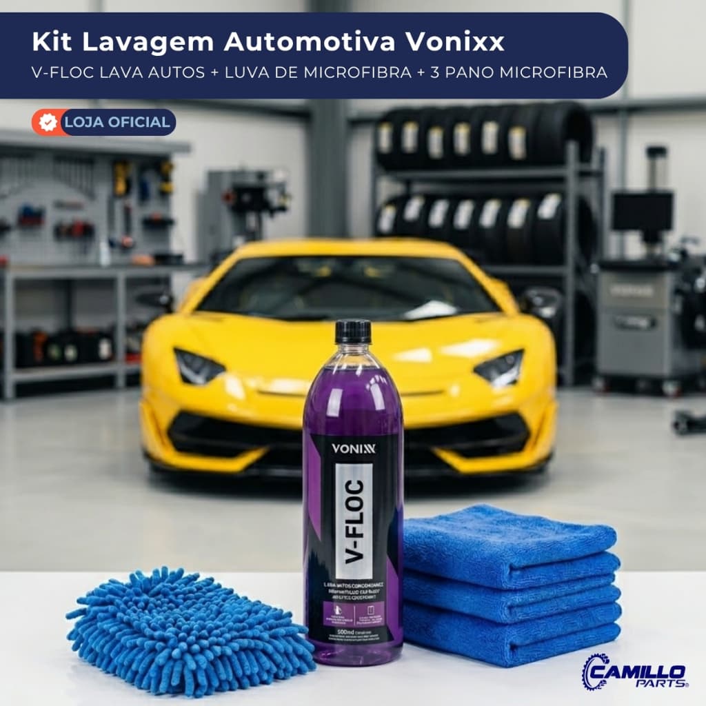 Kit Lavagem Automotiva Vonixx V-Floc 1,5L Luva Microfibra 3 Panos 40x40 Limpeza Carro