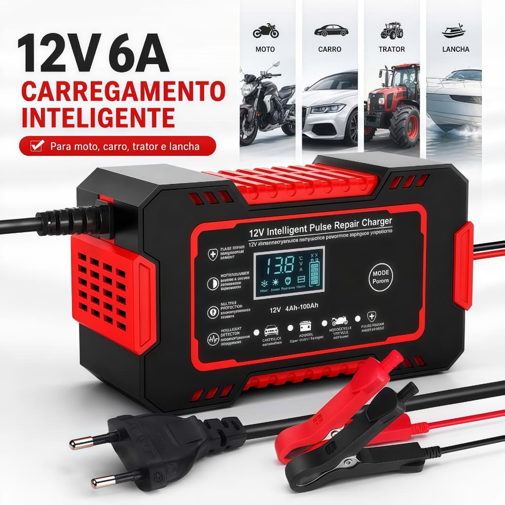 12V Smart Car Battery Charger Automatic Digital Display Energy Repair Pulse