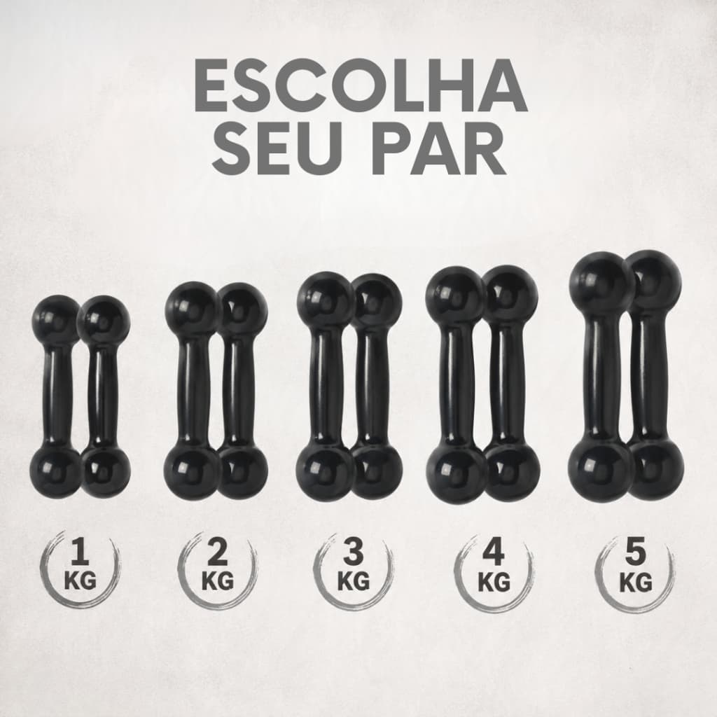 Par de Halteres Emborrachados Bola 1kg a 5kg Peso de Academia Treino em Casa