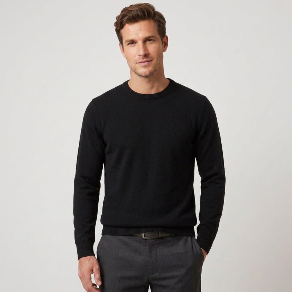 Casaco Sueter Masculino Manga Longa Lã Blusa Tricot Gola Redonda
