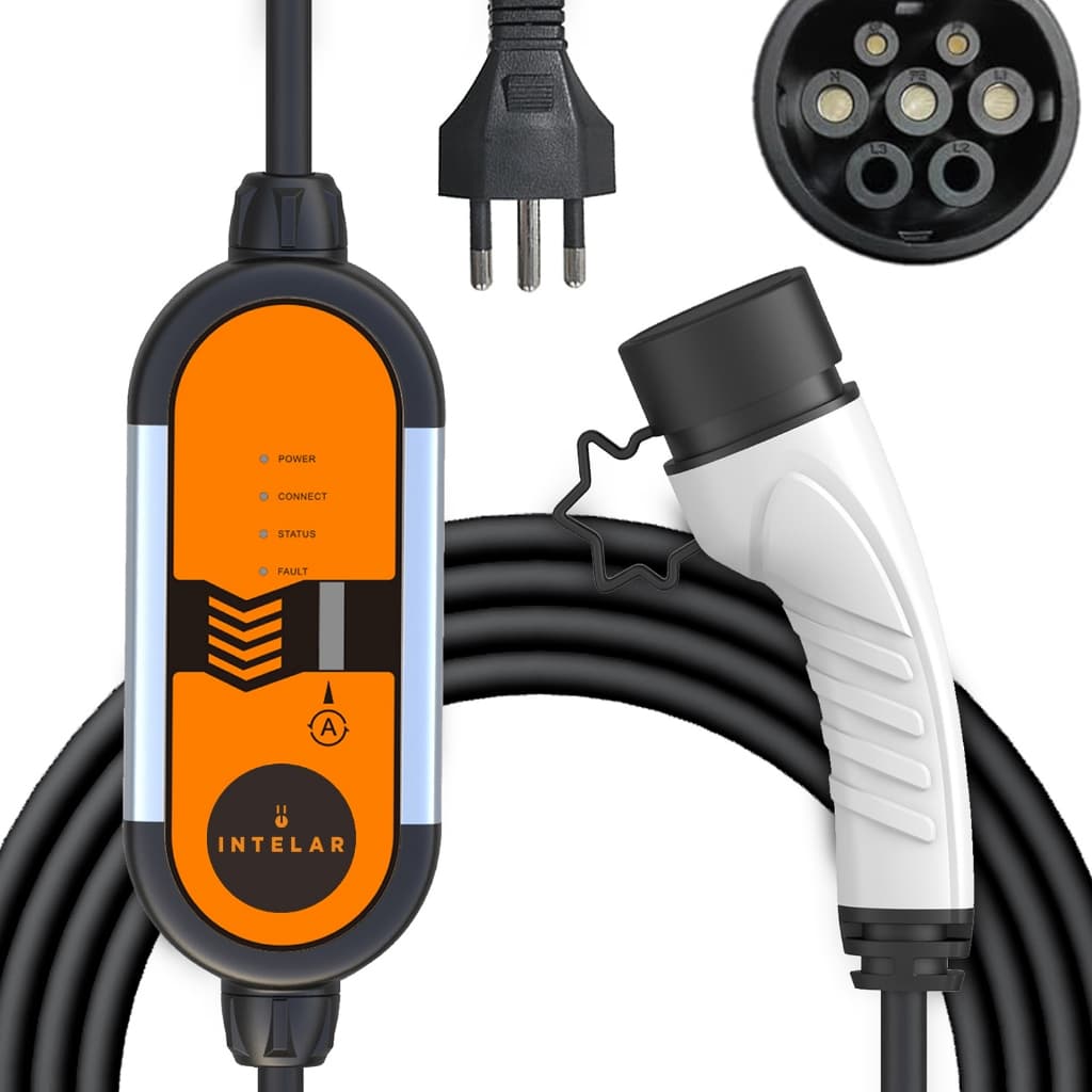INTELAR Carregador para Carro Elétrico Portátil 3,5KW 20/10A Type 2 Carregador EV para Carros Elétricos e Híbridos Uso