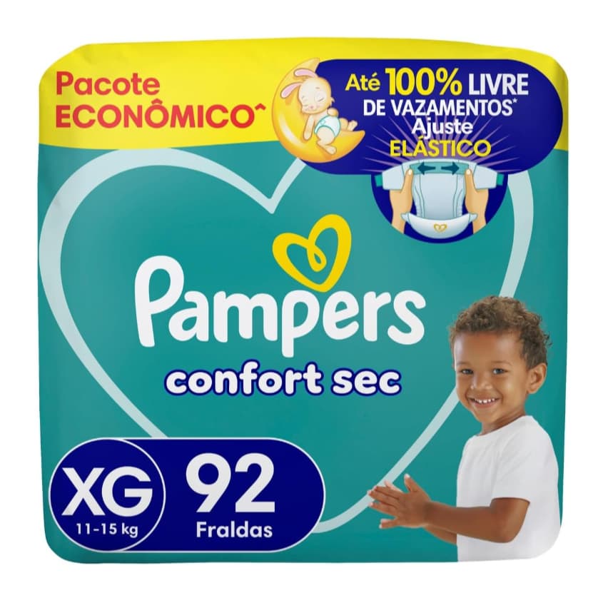 Fraldas Pampers confort sec 92 unid.