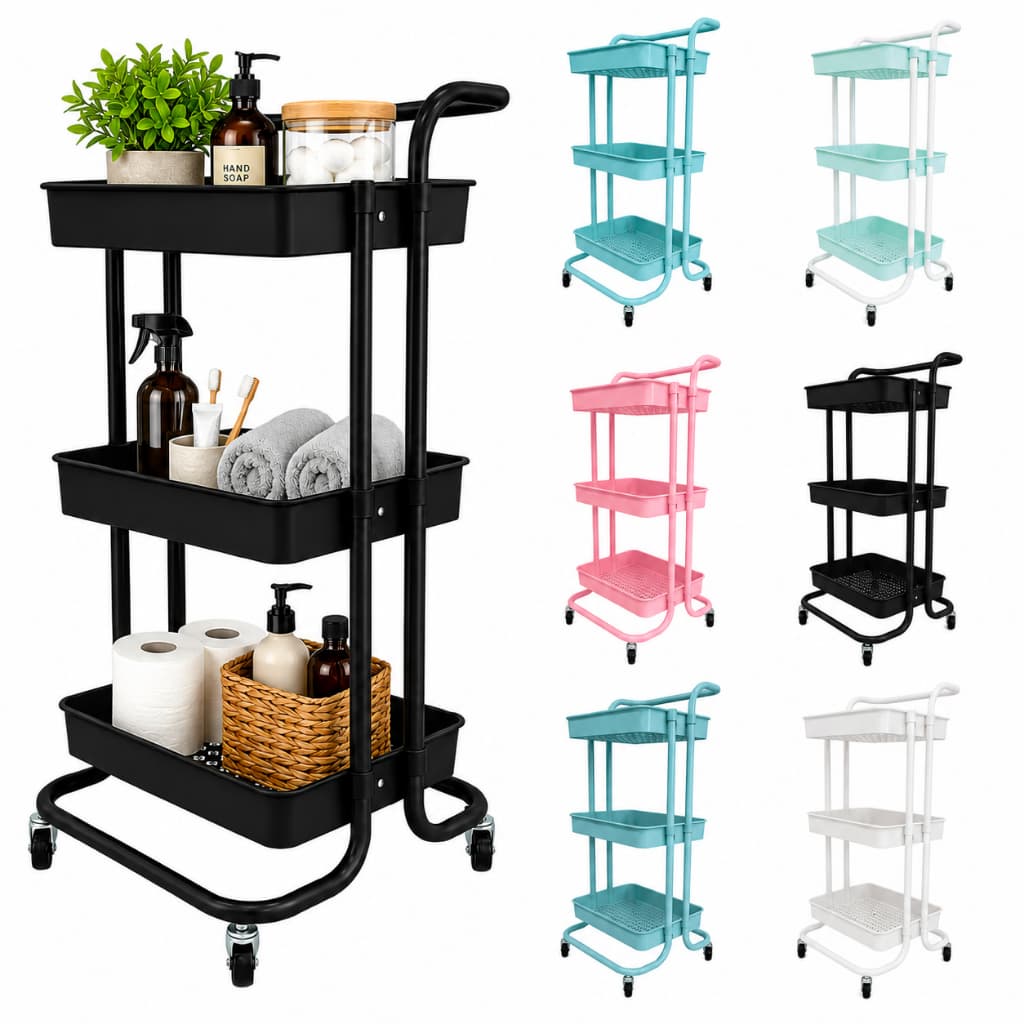 Fruteira Organizador Multiuso Carrinho 3 Andares com Rodinhas 360° Cozinha Banheiro Manicure | ENVIO RÁPIDO