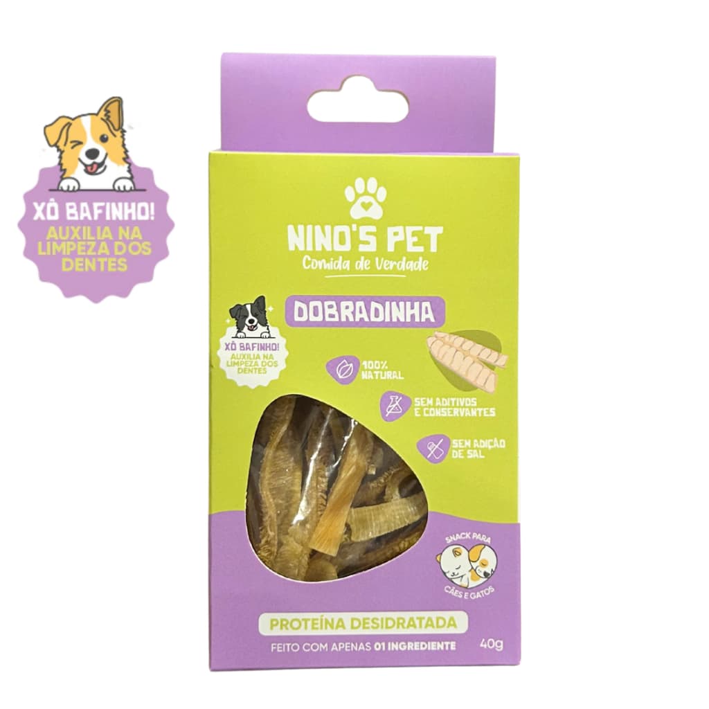 Petisco Dobradinha Desidratada para Cães e Gatos Único Ingrediente 100% Natural Snack Saudável Ninos Pet 40g