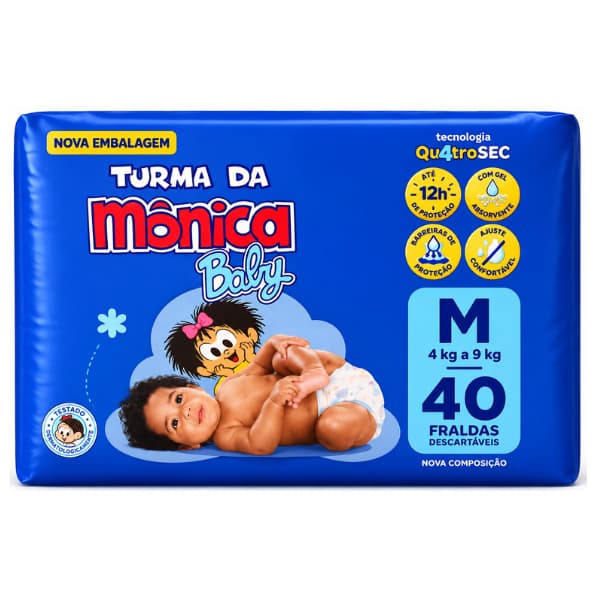 Fralda Turma da Mônica Quatro Sec M 40 Fraldas Conforto para seu Bebê