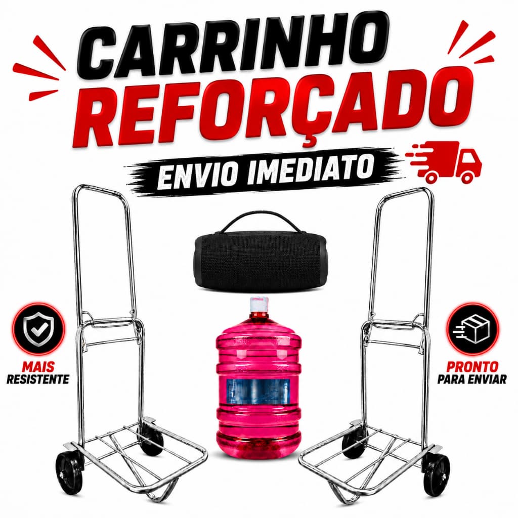 Carrinho Maleiro Dobravel Multiuso Caixa Feira Bagagem Carga Botijão de Gás