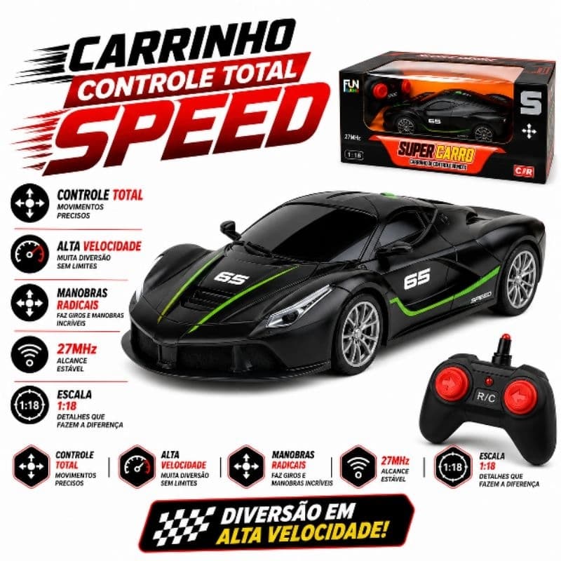Carrinho controle remoto total Extreme Racing Monsters  com luzes