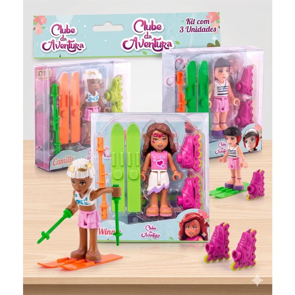 Kit 03 Bonecas Articuladas Colecionáveis Clube da Aventura BL599 Polibrinq