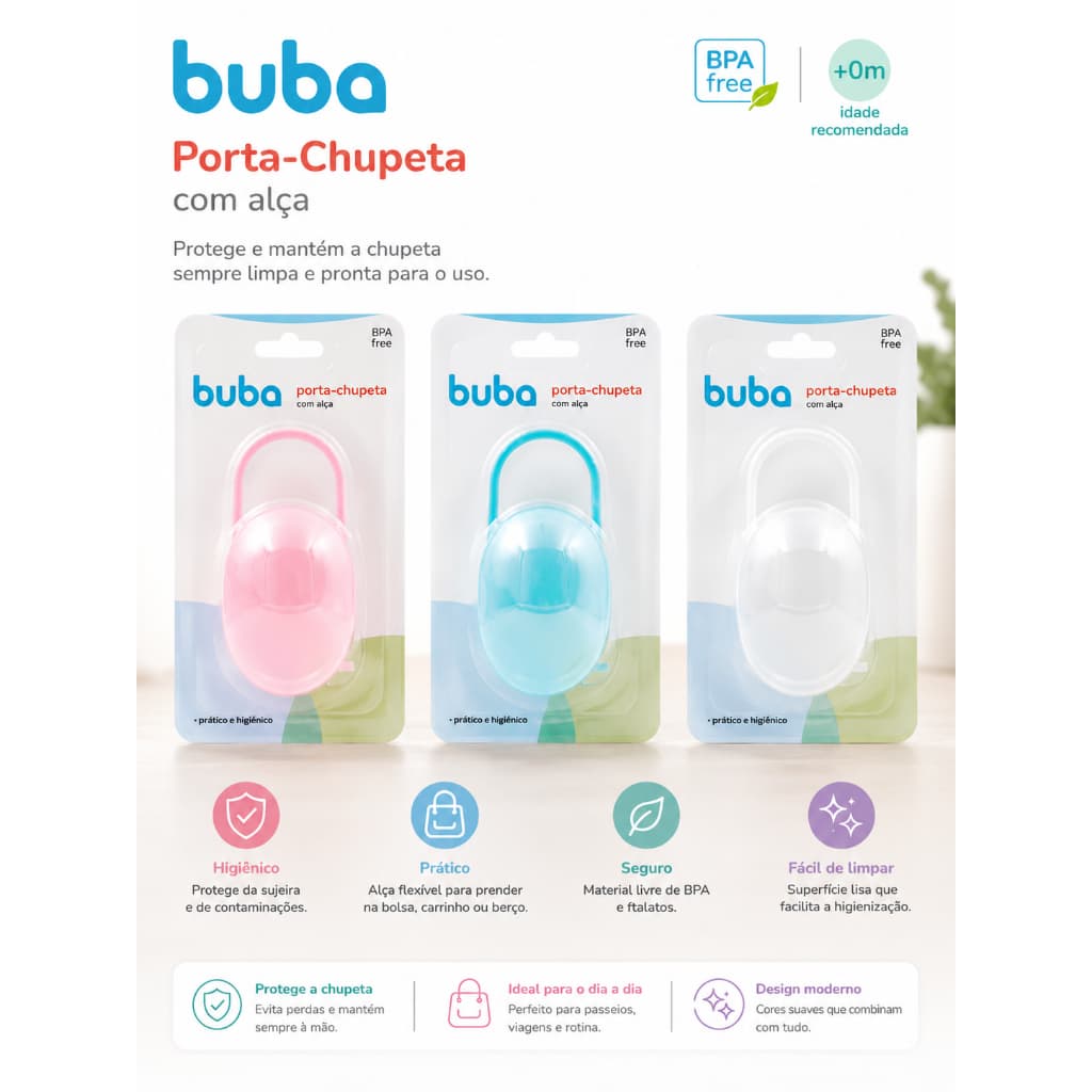 Porta Chupeta Case Com Alça Para Bebê - Buba
