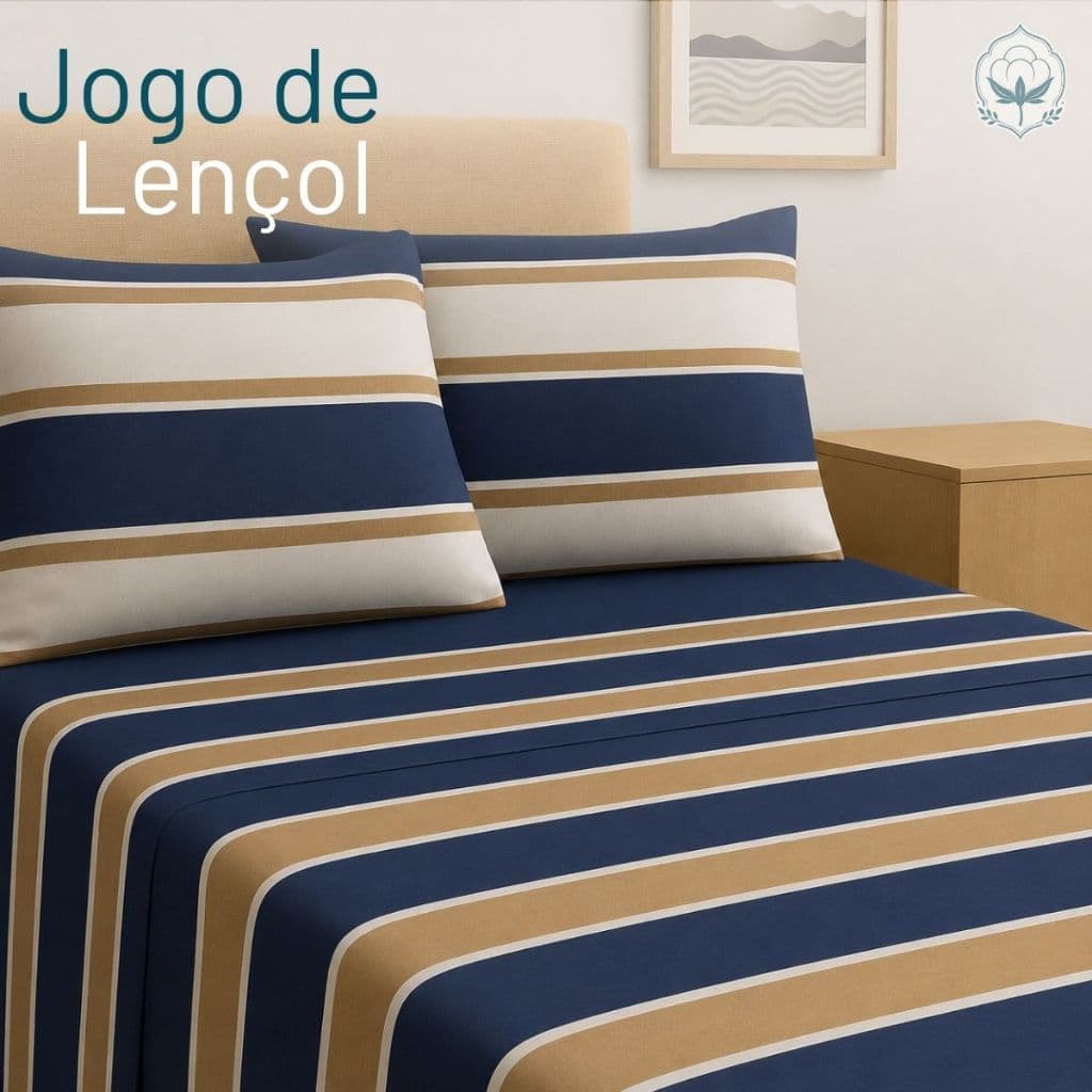 Jogo de Lençol Casal Queen King Percal 180 Fios com Elástico e Fronhas com Abas Premium