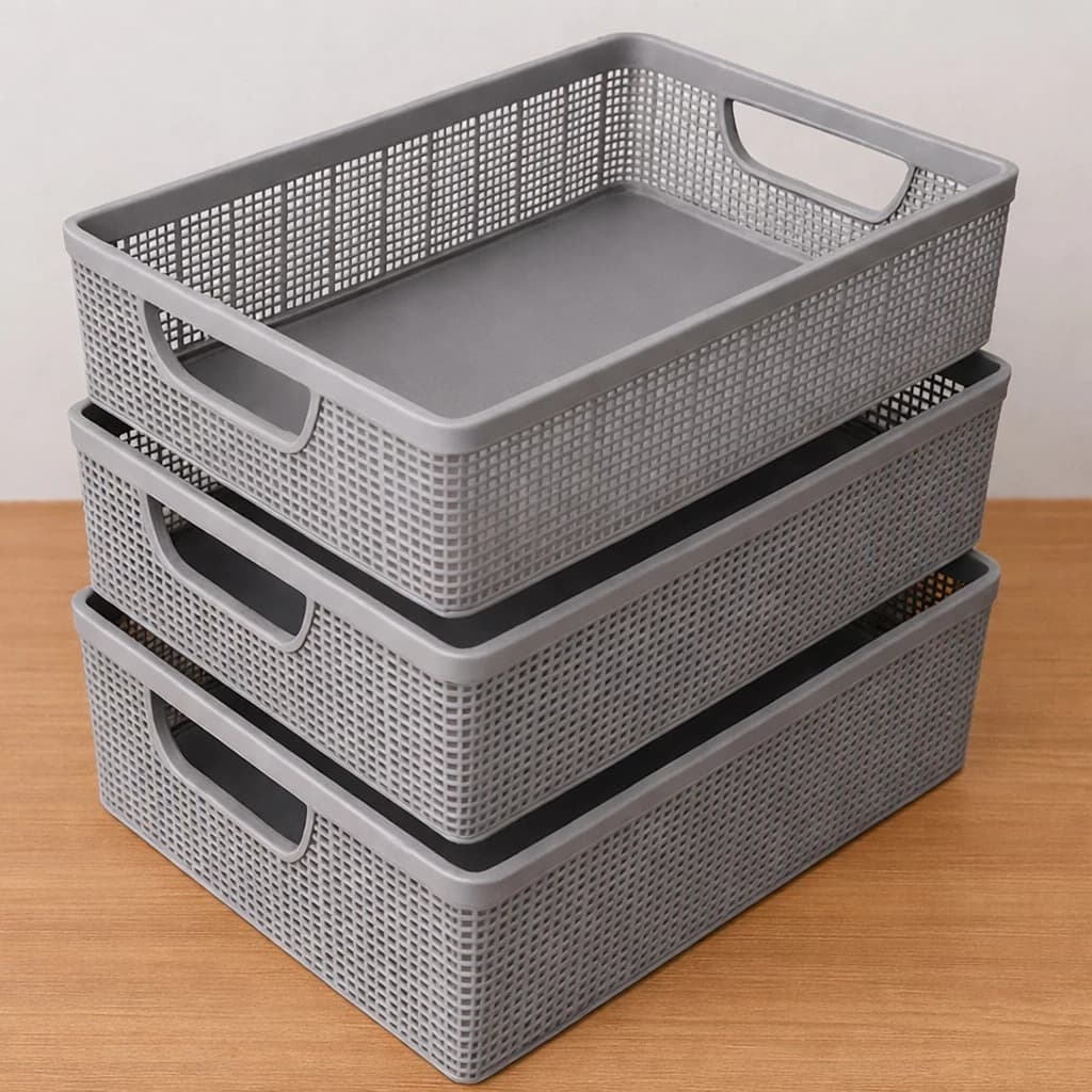 Kit 3 Cesto Organizador Empilhável de Plástico 2 Litros Multiuso Cozinha Banheiro Cozinha