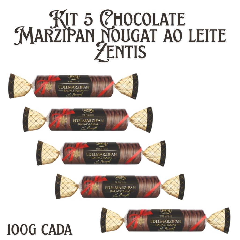 KIT 5 Chocolates Baguete Marzipan Nougat ao leite Zentis 100g