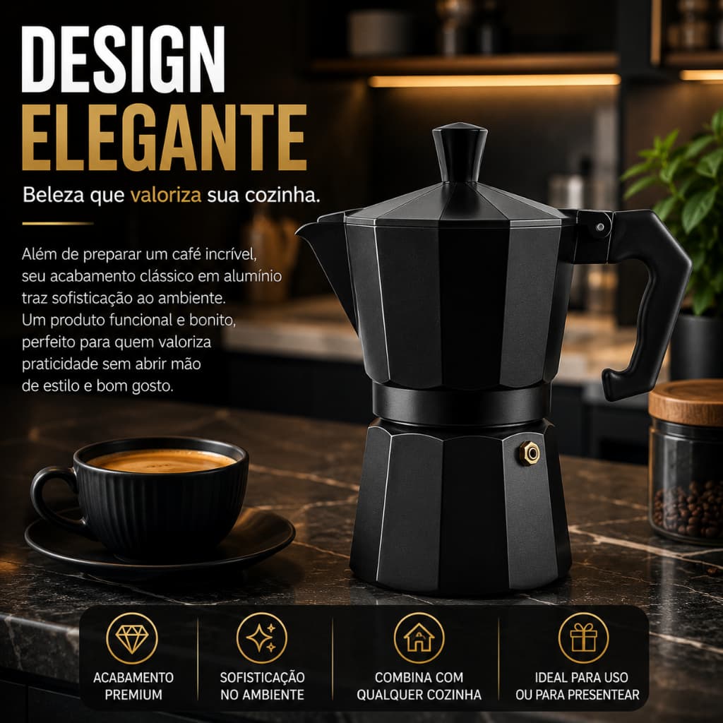 Cafeteira Italiana 6 Xícaras 300ml Alumínio Café Expresso Gourmet Moka
