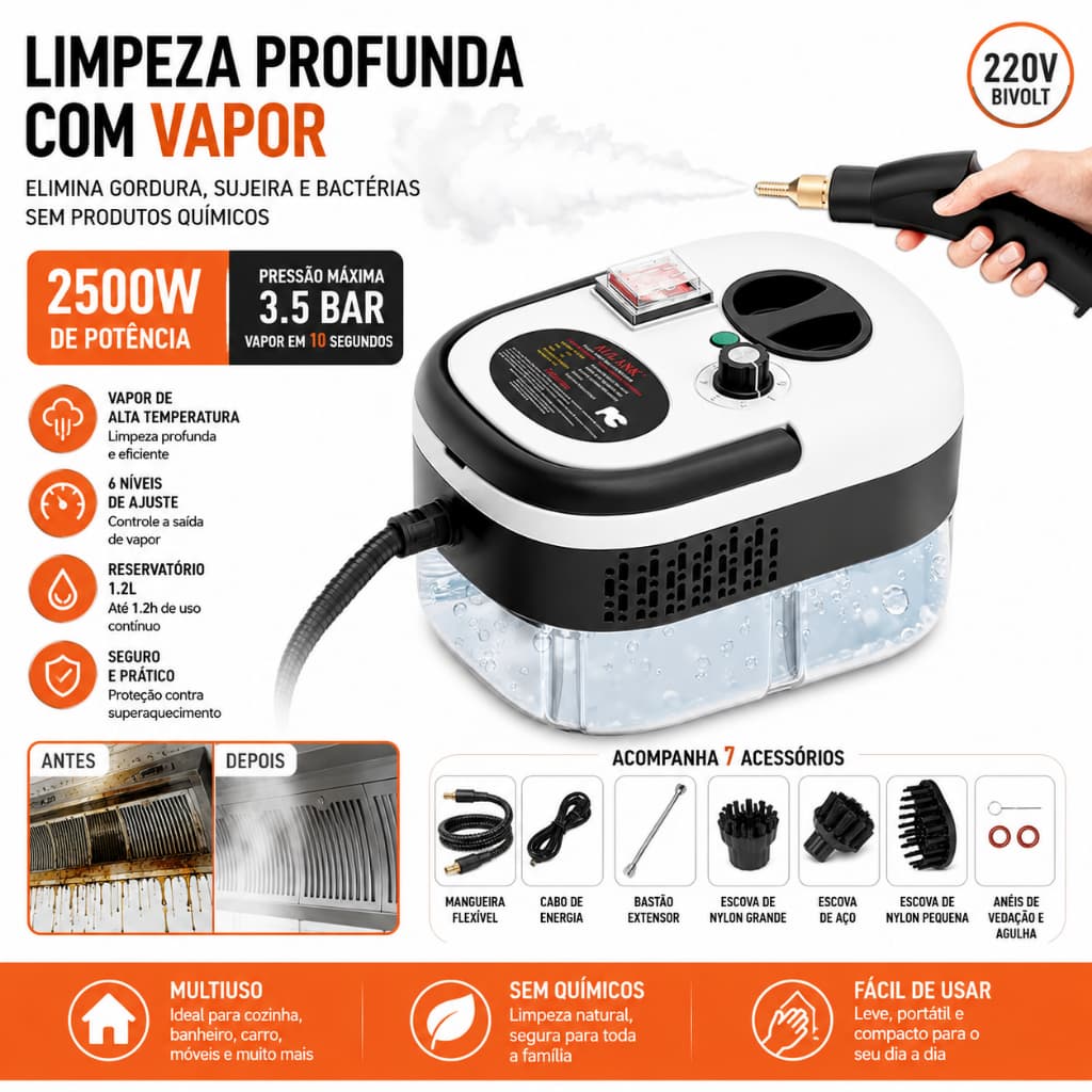 Limpador A Vapor De Alta Temperatura E Alta Pressão 220v