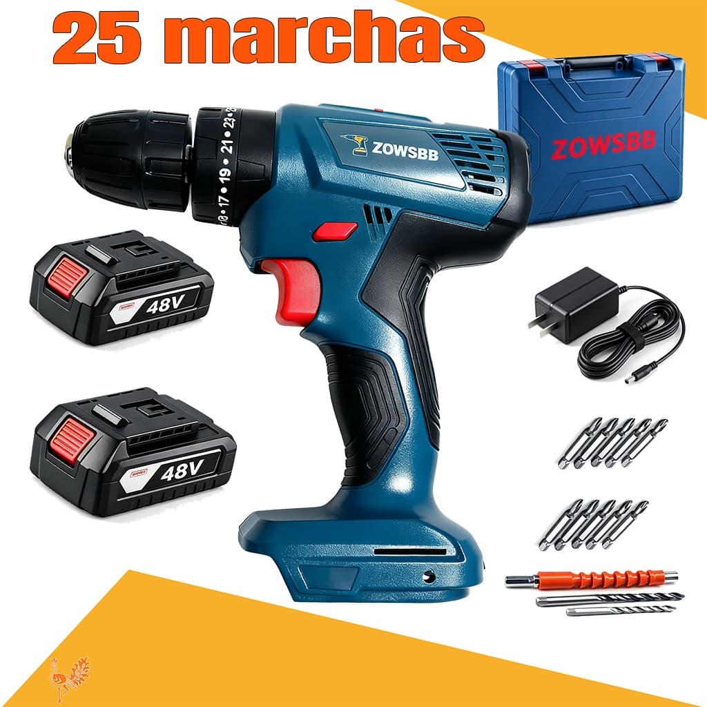 Furadeira parafusadeira furadeira de impacto 48v Profissional  GSR 185-li 2 Baterias Para Concreto/Aço ZOWSBB