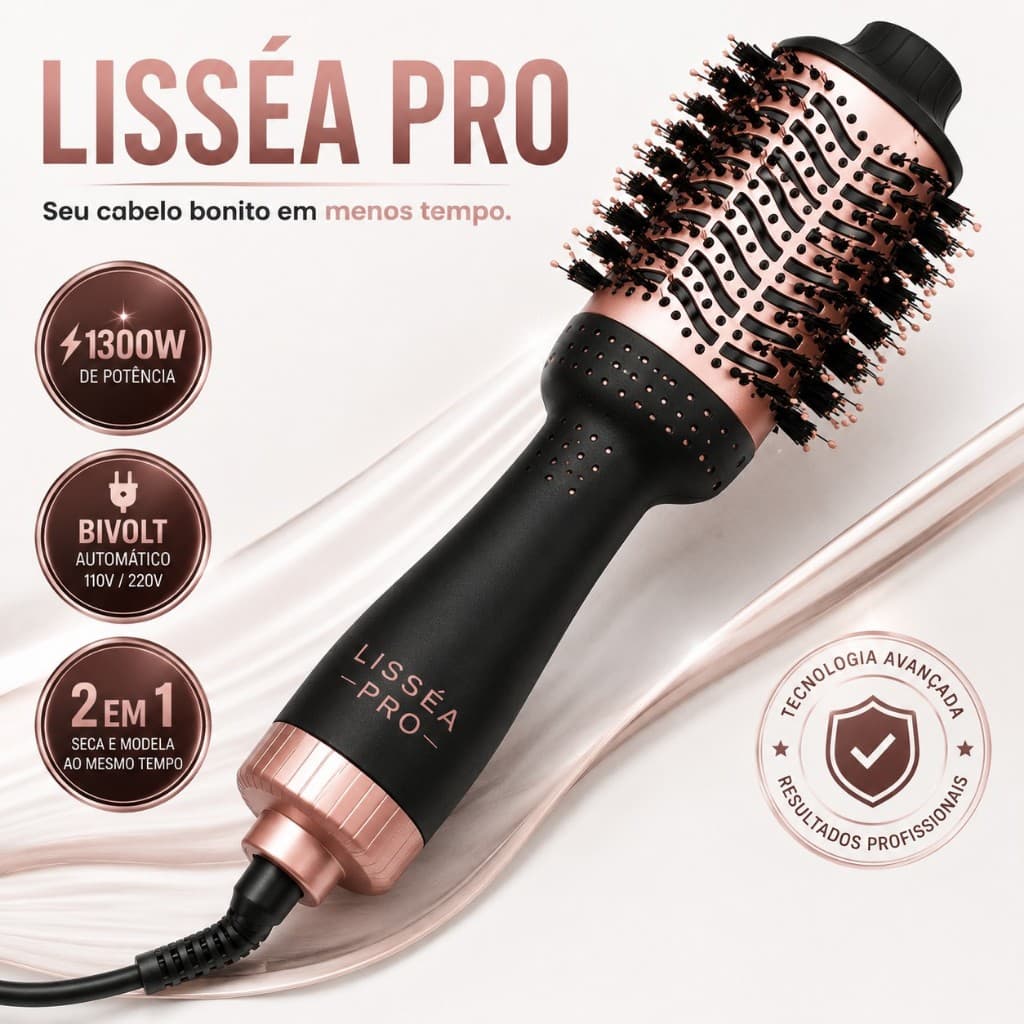 Escova Secadora Cabelo Profissional Bivolt 1300w Modelador Secagem Rapida
