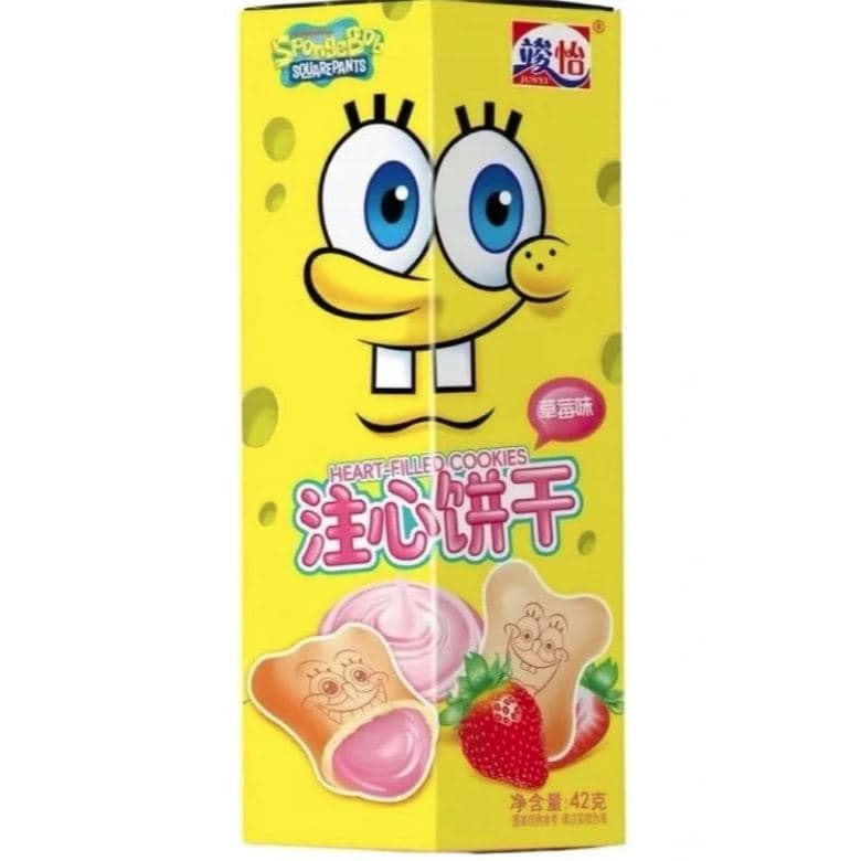 Biscoito Recheado Bob Esponja Morango, Leite ou Chocolate 42g - Importado